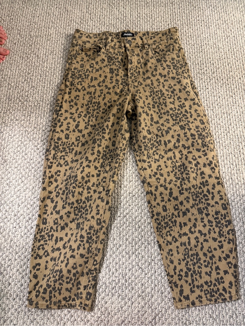 Buffalo David Bitton Leopard-Print Straight Leg Jeans - Tan/Black